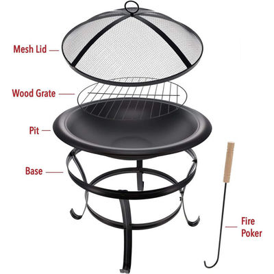Cuarto trasero Jardín de campamento Fuego de leña Carbón de barbacoa Parrilla Fuego Pit Bowl con logotipo personalizado