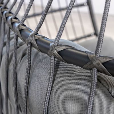 Silla colgante al aire libre AJUNION Sillón de doble asiento Wicker Rattan Patio de huevos Columpios con soporte