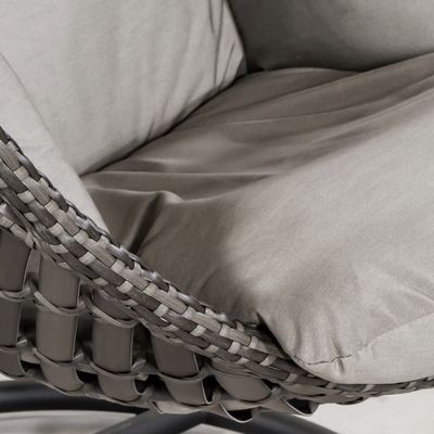 Cuadro de metal silla colgante para todo tipo de clima con cojín de poliéster y asiento único para jardín
