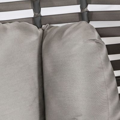 Cuadro de metal silla colgante para todo tipo de clima con cojín de poliéster y asiento único para jardín