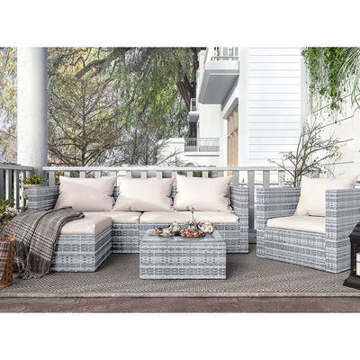 Embalaje de correos Y AJUNION Sofá de jardín de Wicker Rattan Conjunto de muebles de exterior Seccional