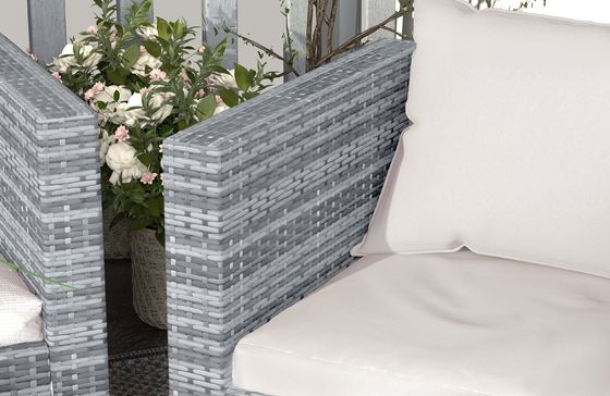 Embalaje de correos Y AJUNION Sofá de jardín de Wicker Rattan Conjunto de muebles de exterior Seccional