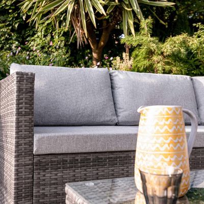 Ocio al aire libre AJUNION 4 asientos Muebles de jardín de Wicker Rattan Sofá de esquina Set de salón