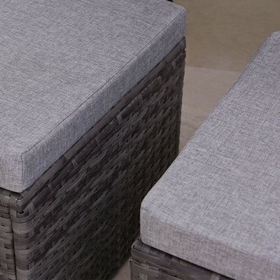 Ocio al aire libre AJUNION 4 asientos Muebles de jardín de Wicker Rattan Sofá de esquina Set de salón