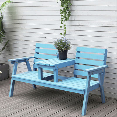 Jardín exterior de madera maciza silla doble banco con mesa Disfrute de su patio con estilo
