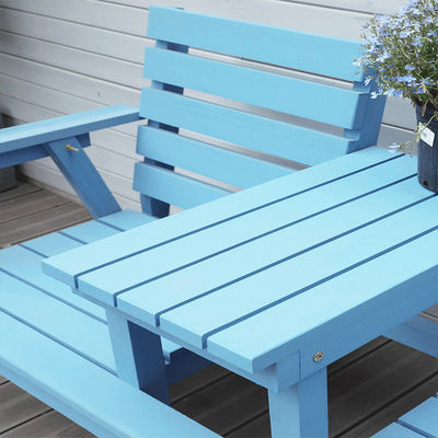 Jardín exterior de madera maciza silla doble banco con mesa Disfrute de su patio con estilo