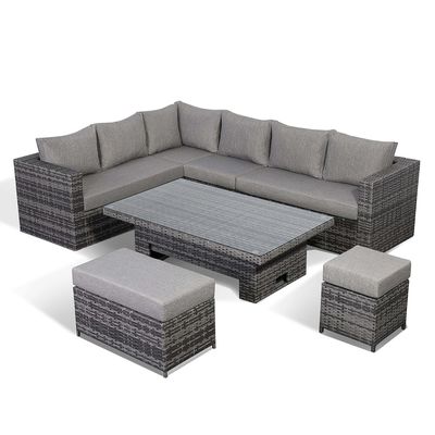Sofá de esquina de diseño moderno con tabla ajustable L.265 X W.204 X H.66cm
