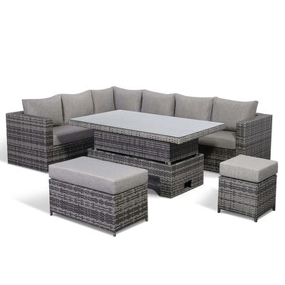 Sofá de esquina de diseño moderno con tabla ajustable L.265 X W.204 X H.66cm