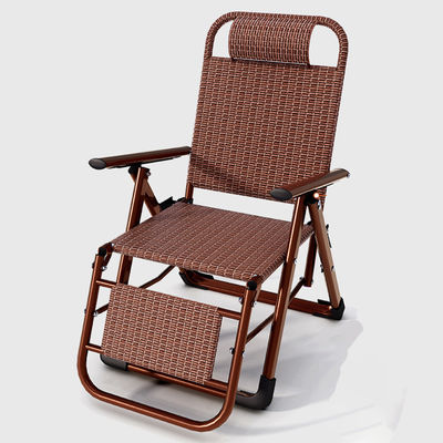 Balcón de la playa al aire libre Jardín portable de ratán Sillón de sol plegable con pedal de pie