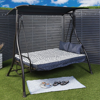 Confortable y duradera silla de oscilación de jardín de 3 asientos con capacidad de peso del dosel 340kg