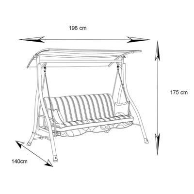 Confortable y duradera silla de oscilación de jardín de 3 asientos con capacidad de peso del dosel 340kg