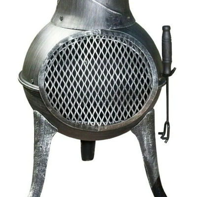 Metal patio exterior patio trasero jardín acampada acero pesado chimenea de leña carbón chimenea chimenea chimenea chimenea con gorra de lluvia