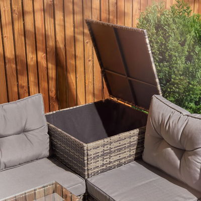 Conjunto de jardín de ratán de patio con mesa de fuego AJUNION 8 asientos Conjunto de sofá seccional