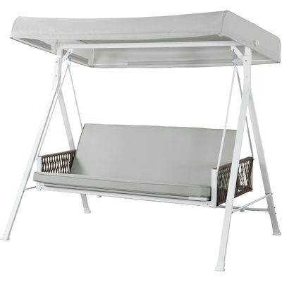 Silla de balanceo al aire libre con techo ajustable AJUNION 3 plazas cama de balanceo y marco de acero