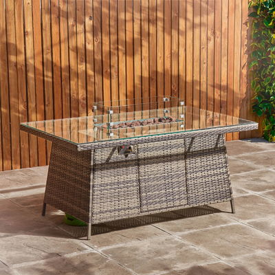 Conjunto de jardín de ratán de patio con mesa de fuego AJUNION 8 asientos Conjunto de sofá seccional