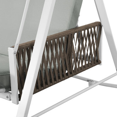 Silla de balanceo al aire libre con techo ajustable AJUNION 3 plazas cama de balanceo y marco de acero