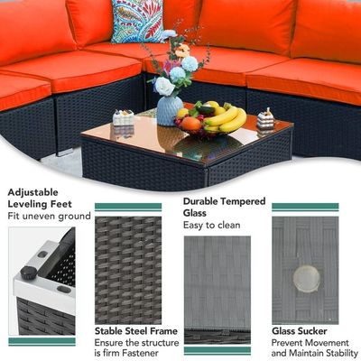 Cuadro de tubo de acero AJUNION PE Rattan Muebles de jardín Sofá para tiempo libre al aire libre