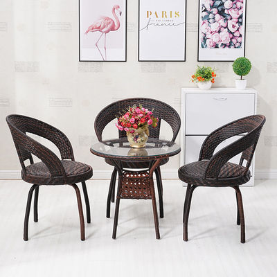 Conjunto de mesa y silla de vícara de ratán de tejido PE para muebles de jardín
