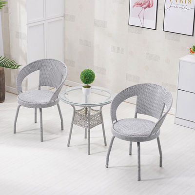 Conjunto de mesa y silla de vícara de ratán de tejido PE para muebles de jardín