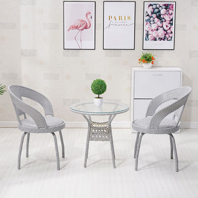 Conjunto de mesa y silla de vícara de ratán de tejido PE para muebles de jardín