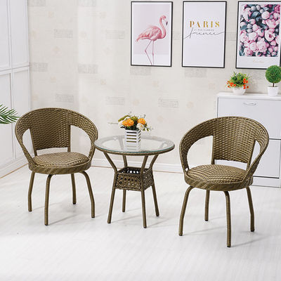 Conjunto de mesa y silla de vícara de ratán de tejido PE para muebles de jardín