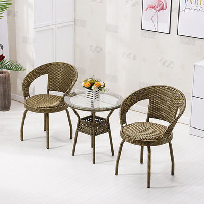 Conjunto de mesa y silla de vícara de ratán de tejido PE para muebles de jardín