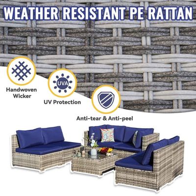 Muebles de exterior de diseño moderno de ratan PE para jardín