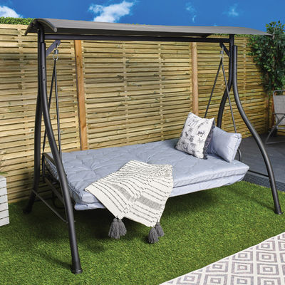 AJUNION 3 plazas cama columpiante exterior patio columpios silla colgante correo envasado y incluido