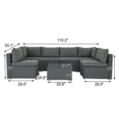AJUNION Wicker Rattan PE Sofá seccional Conjunto de jardín Muebles de patio Conjunto de conversación Muebles de exterior