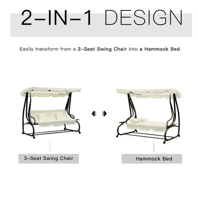 Silla colgante de swing de jardín con acabado recubierto de polvo y gancho de resorte W120xL200xH164cm