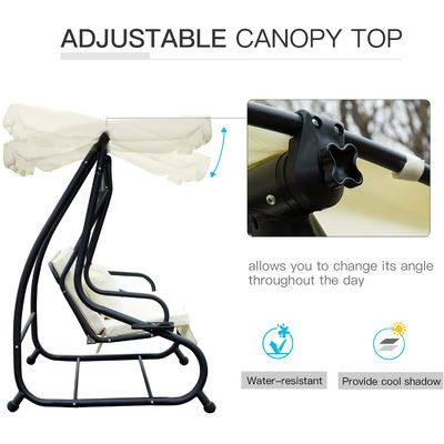 Silla colgante de swing de jardín con acabado recubierto de polvo y gancho de resorte W120xL200xH164cm