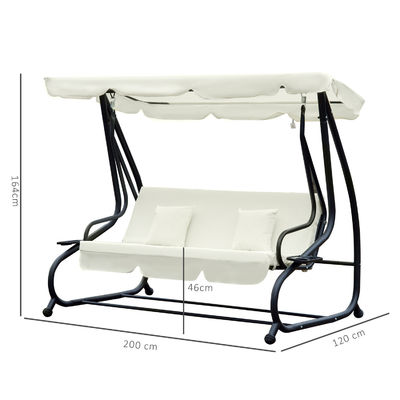 Silla colgante de swing de jardín con acabado recubierto de polvo y gancho de resorte W120xL200xH164cm
