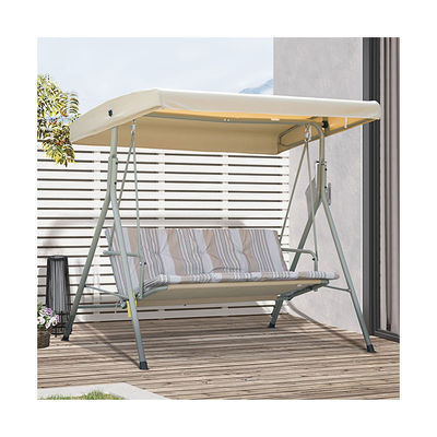 Diseño moderno AJUNION 3 asientos exterior marco de metal patio columpios sofá silla de cama oscilante