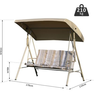 Diseño moderno AJUNION 3 asientos exterior marco de metal patio columpios sofá silla de cama oscilante