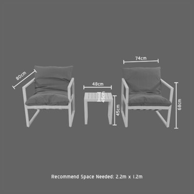 Silla de jardín de aluminio para ocio al aire libre Set de salón de aluminio L 45 x W48 x H45cm de aluminio
