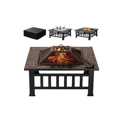 30 libras de metal cuadrados de fuego de la mesa 32 pulgadas de leña que quema la parrilla de barbacoa para el jardín de campamento