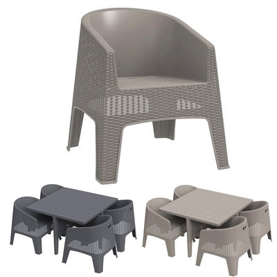 Silla de jardín de exterior de plástico y comedor comedor con sillón Villa