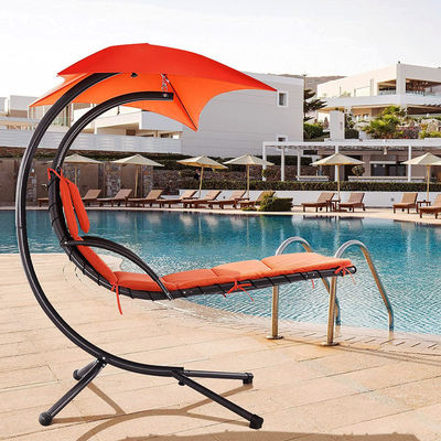 Mejorar su patio moderno de metal de pie hamaca silla de oscilación con cojín y dosel solar