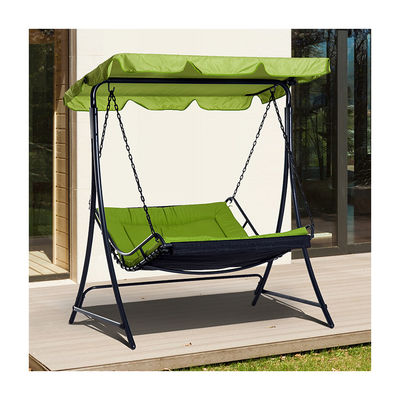 Cushion de poliéster AJUNION Canopy de oscilación al aire libre hamaca de 3 asientos silla de oscilación de patio con canopy ajustable