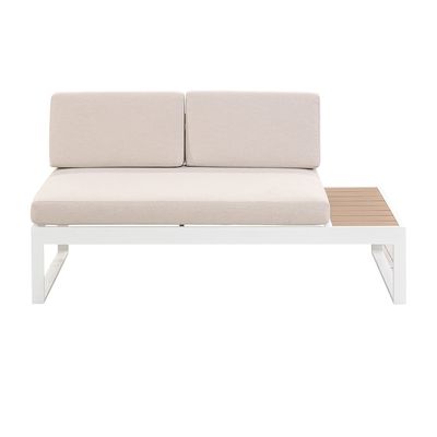 AJUNION Muebles de exterior en forma de L Conjunto de aluminio con acabado de teca