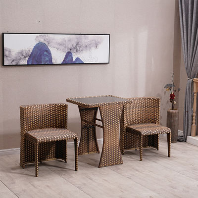 Muebles de rotín para exteriores para cafeterías Conjunto de mesa y silla de vidrio templado
