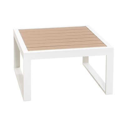 AJUNION Muebles de exterior en forma de L Conjunto de aluminio con acabado de teca