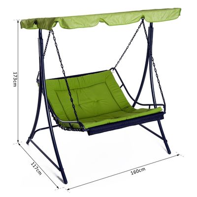 Cushion de poliéster AJUNION Canopy de oscilación al aire libre hamaca de 3 asientos silla de oscilación de patio con canopy ajustable