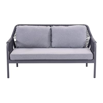 Cuadro de aluminio AJUNION Tejido de cuerda Muebles de jardín Salón Sofá Conjunto con mesa HPL