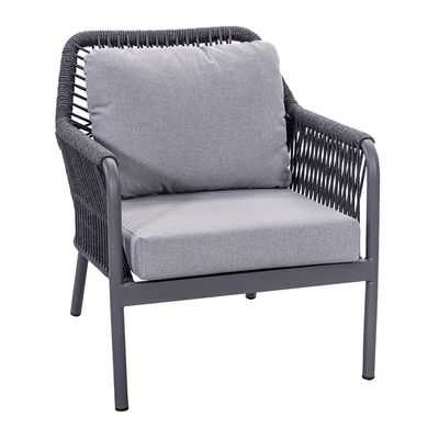 Cuadro de aluminio AJUNION Tejido de cuerda Muebles de jardín Salón Sofá Conjunto con mesa HPL