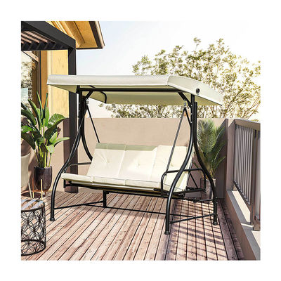 AJUNION Silla de hamaca giratoria con marco de acero para jardín de patio 150 kg Canopy de capacidad de peso