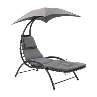 Sillón colgante de cama con techo de metal para exteriores Patio de playa y jardín con toldo de 118*171*165 cm