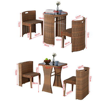 Mesa de comedor y silla redonda de vidrio templado de ratán para cafetería de diseño moderno