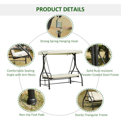 AJUNION Silla de hamaca giratoria con marco de acero para jardín de patio 150 kg Canopy de capacidad de peso