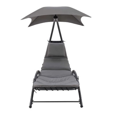 Sillón colgante de cama con techo de metal para exteriores Patio de playa y jardín con toldo de 118*171*165 cm